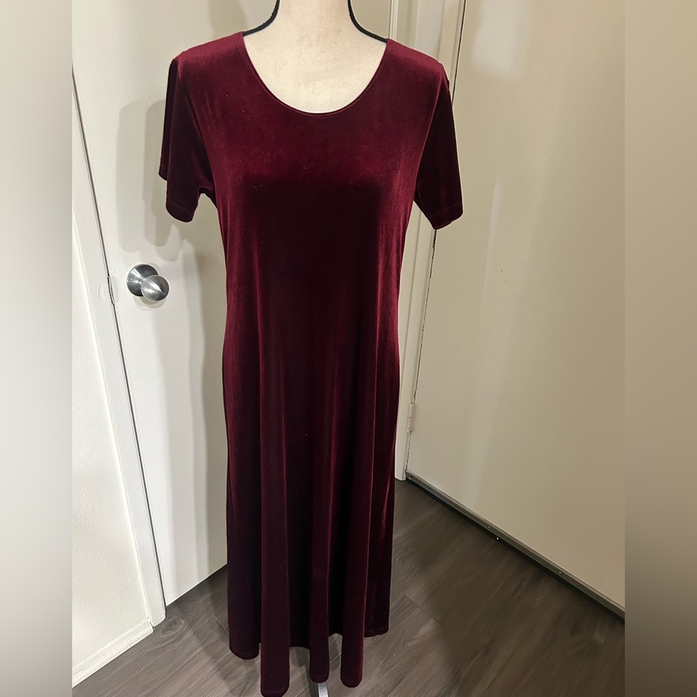 Vintage Impressions Whimsical Velvet Red Maroon Midi Dress